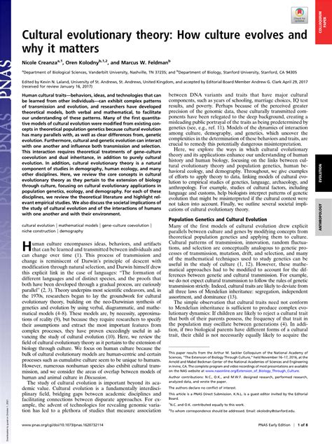 is culture the result of evolution|Cultural evolutionary theory: How culture evolves and why it matters.
